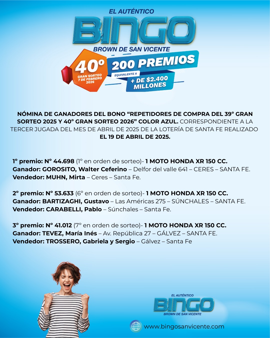 Ganadores 19 de abril 2025