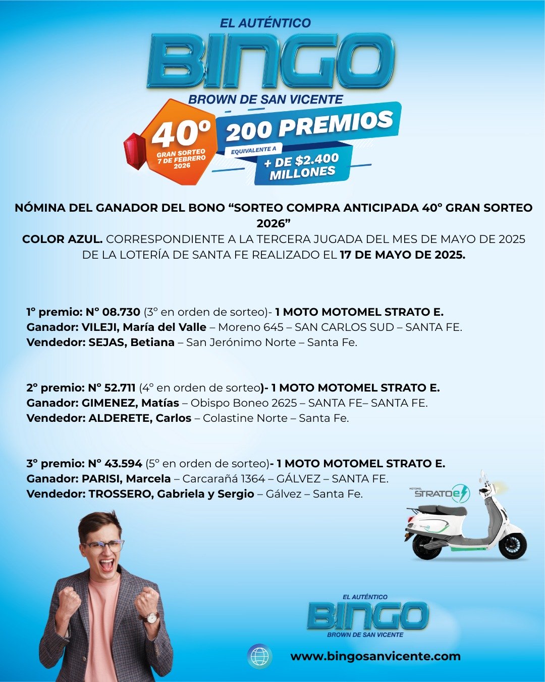 Ganadores 17 de mayo 2025