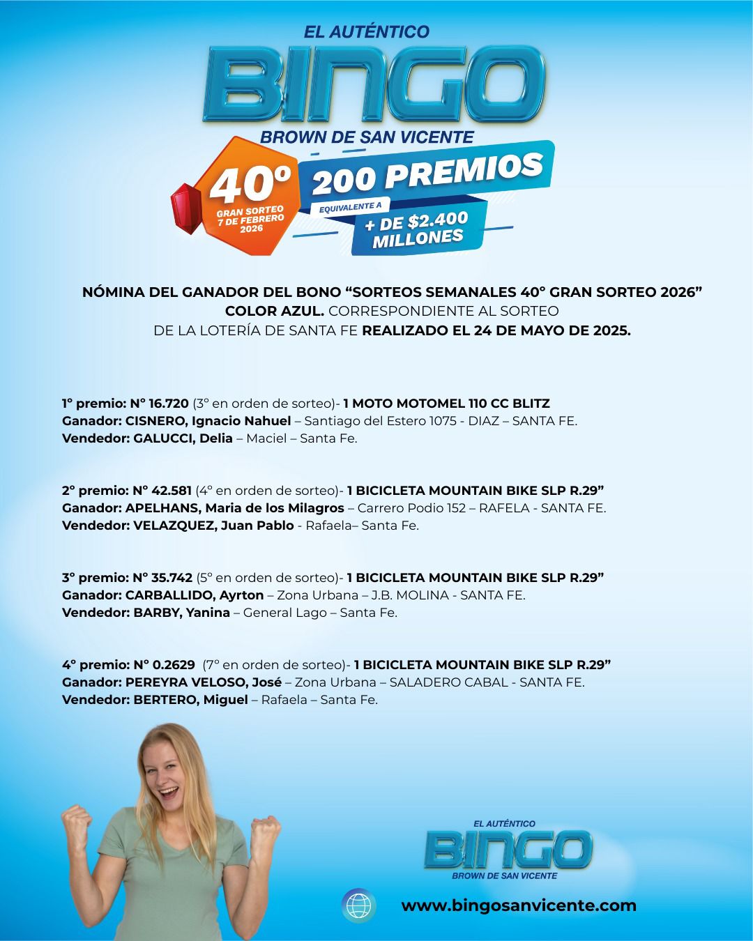 Ganadores 24 de mayo de 2025