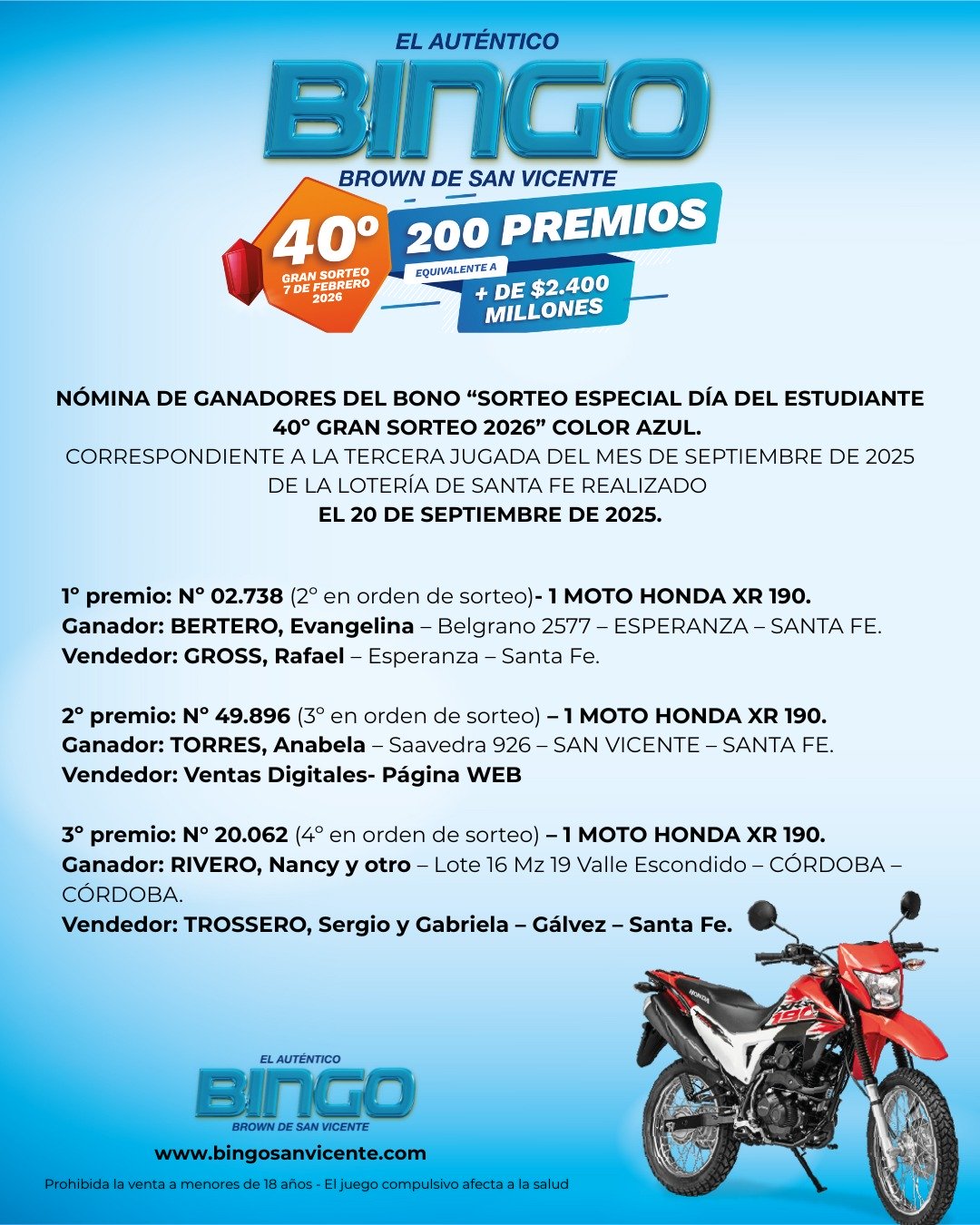 Ganadores 20 de septiembre