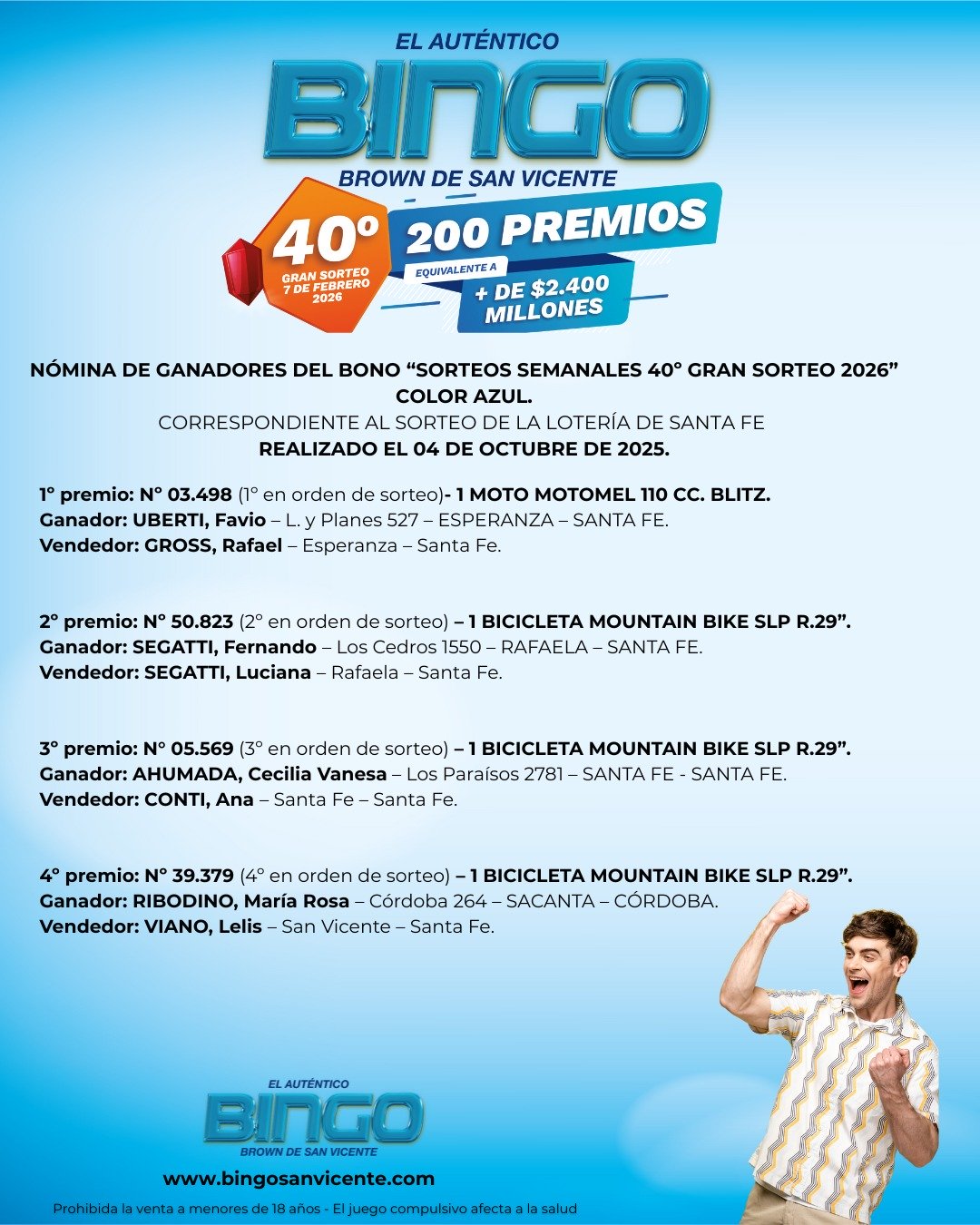 Ganadores 4 de octubre de 2025