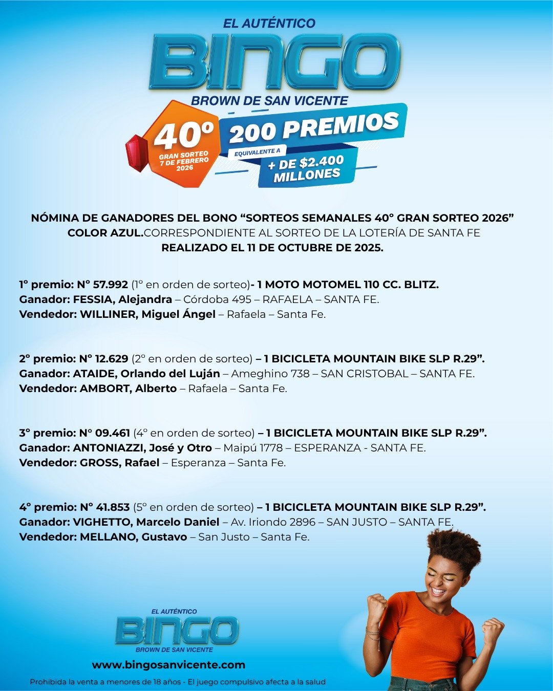 Ganadores 11 de octubre de 2025