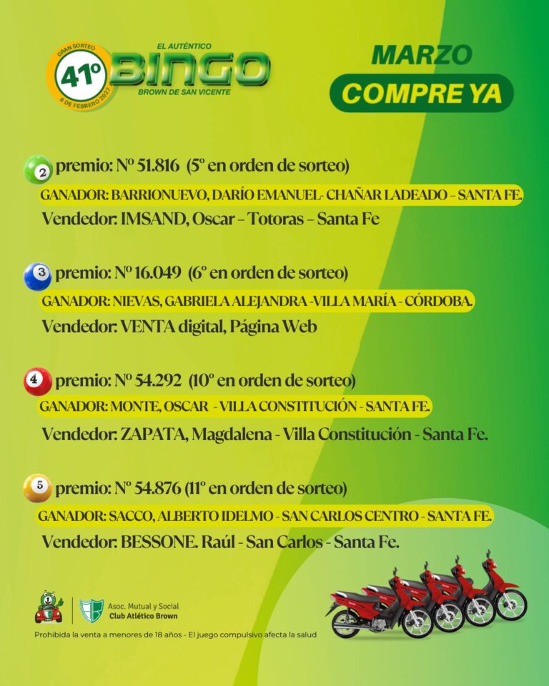 Nómina de ganadores de un sorteo