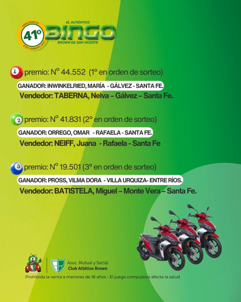 Nómina de ganadores de un sorteo