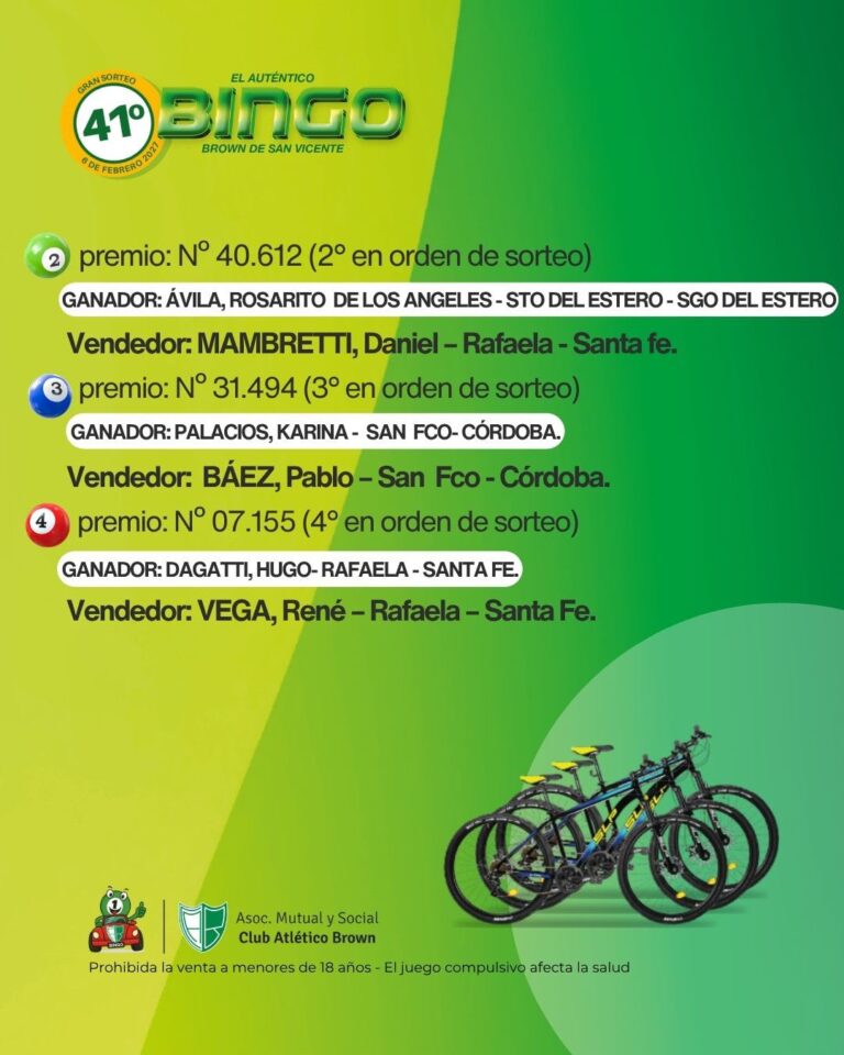 Nómina de ganadores de un sorteo